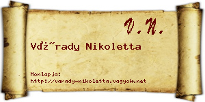 Várady Nikoletta névjegykártya