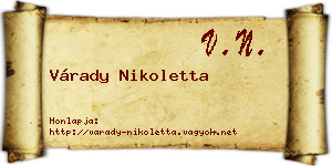 Várady Nikoletta névjegykártya